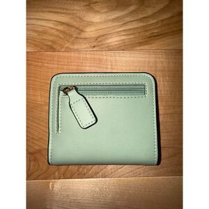 Women's Green Faux Leather Fold Out Wallet with Black Trim